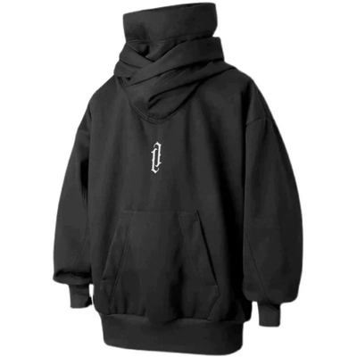 Sudadera con capucha extragrande y cuello doble para hombre | Cómoda