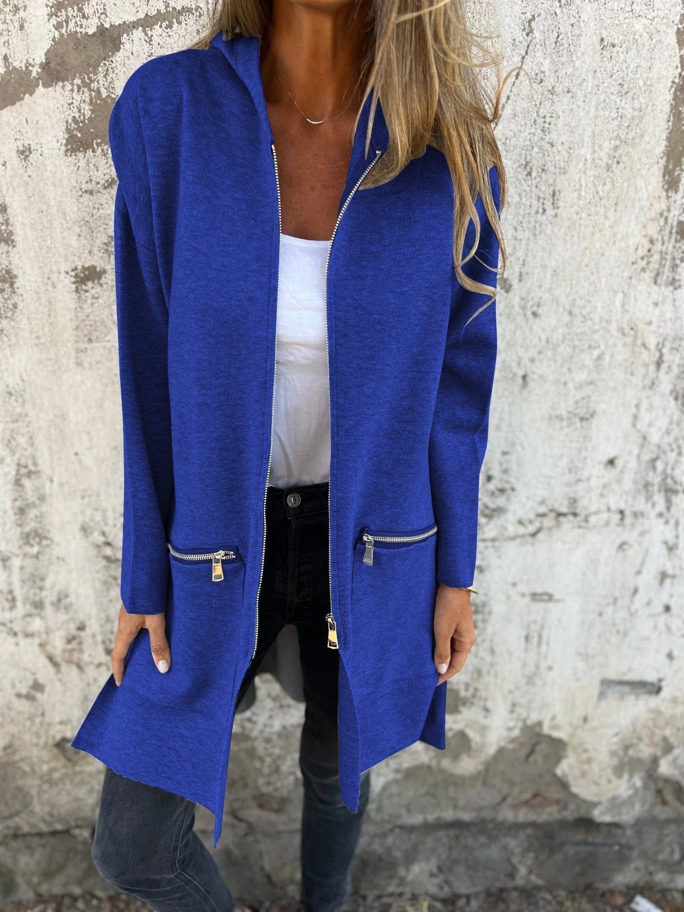 Gilet Longue Femme Effen Kleuren - Angelique