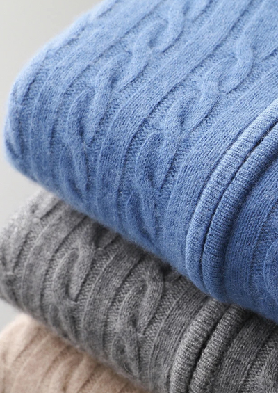 100% Cashmere Cable Knit Zip-Up Hoodie