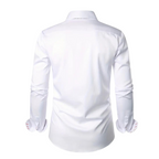 Chemise blanche homme élégante, manches longues, col classique, vue de dos. Idéale pour tenue formelle ou bureau. Mode masculine chic.