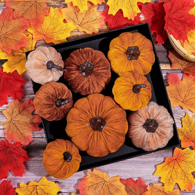 PumpkinPatch | 12 adet kadife yapay balkabağı - sonbahar süsü köpük & Cadılar Bayramı masa dekorasyonu