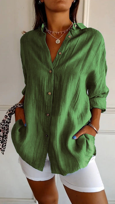 Blusa de algodón y lino para mujer Thora en talla grande