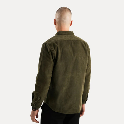 Camisa de manga larga para hombre con cierre de botones cálidos | Cuello en V