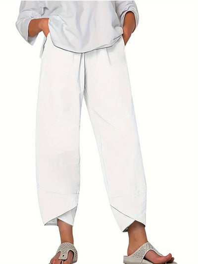 Culotte de mujer - pernera ancha - largo cropped - cintura elástica - tejido ligero