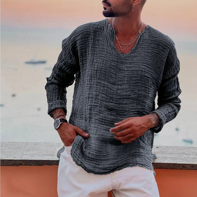 Allan - Camiseta sencilla de verano con cuello en V 
