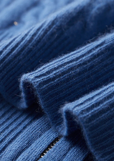 100% Cashmere Cable Knit Zip-Up Hoodie