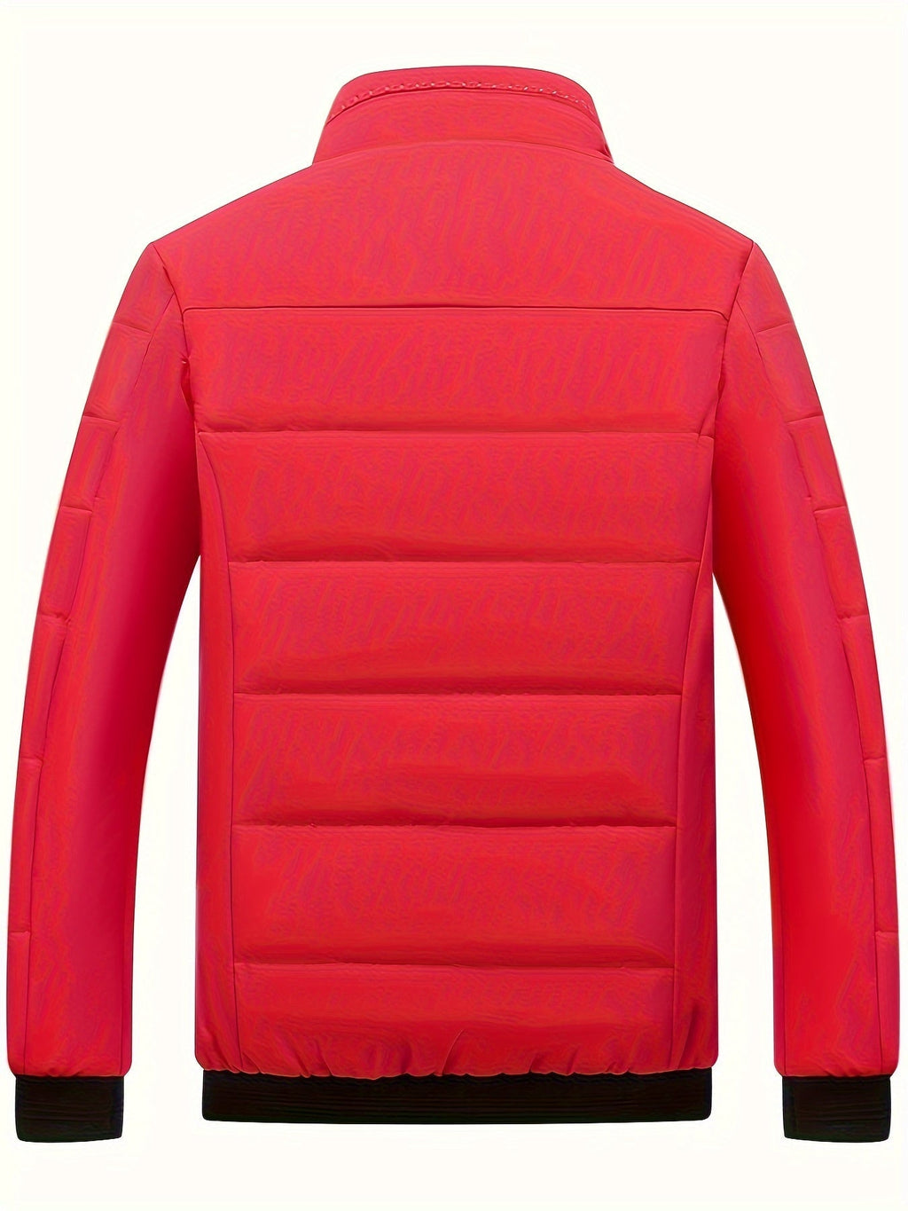 Veste doudoune rouge vif pour homme, design matelassé, col montant, manches longues, idéale pour l'hiver, mode tendance et confortable.