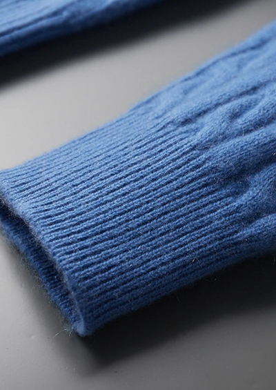 100% Cashmere Cable Knit Zip-Up Hoodie