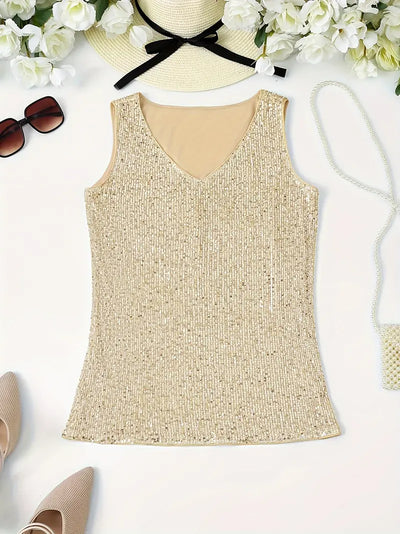 HAWA | Top con scollo a V e paillettes