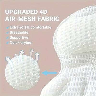 LuxieSpa 4D lüks banyo yastığı - rahatlatıcı bir banyo için boyun ve sırt desteği ile nefes alabilen yastık