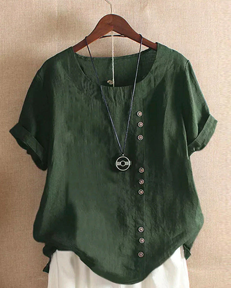 Vera | Camiseta sencilla de manga corta con cuello redondo