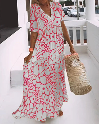 Vestido estampado Amélie con escote en pico: elegante y vaporoso para todas las ocasiones.