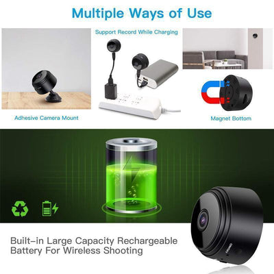 MiniVision | Minicámara magnética WiFi de 1080p - Cámara de seguridad HD portátil con visión nocturna 