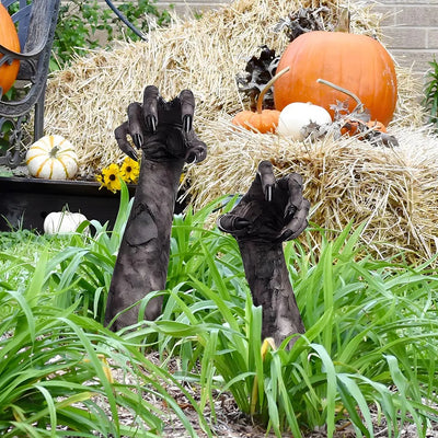3D simülasyonlu 2 adet Halloween hayalet eli - Korkutucu bahçe ve dış mekan dekorasyonu