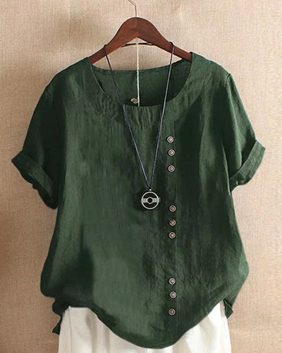 Kelly | Blouse unie à manches courtes et col rond
