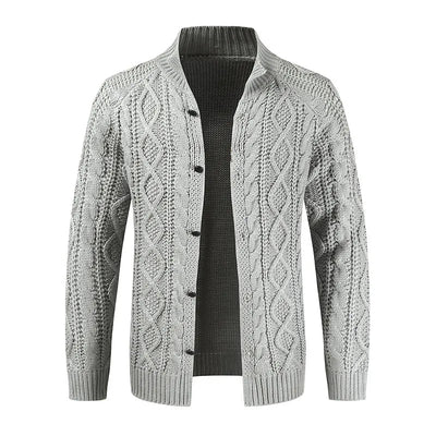 Cardigan en tricot torsadé épais pour hommes - Chaud et confortable