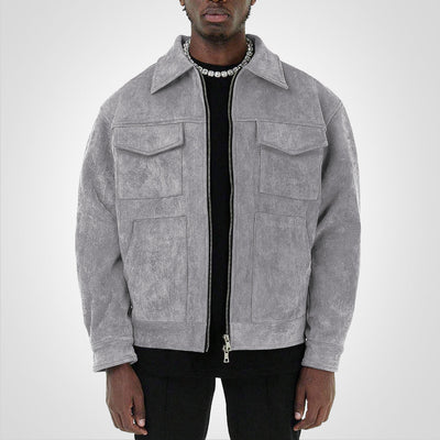 RetroStreet | Chaqueta corta de ante con cremallera