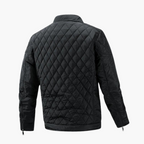 Veste matelassée noire pour homme, design moderne, manches longues, fermeture éclair, idéale pour l'hiver et la mode urbaine.