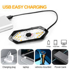 Lampe LED hexagonale avec connectivité USB, compatible chargeur, ordinateur portable, voiture, et batterie externe. Éclairage efficace et portable.