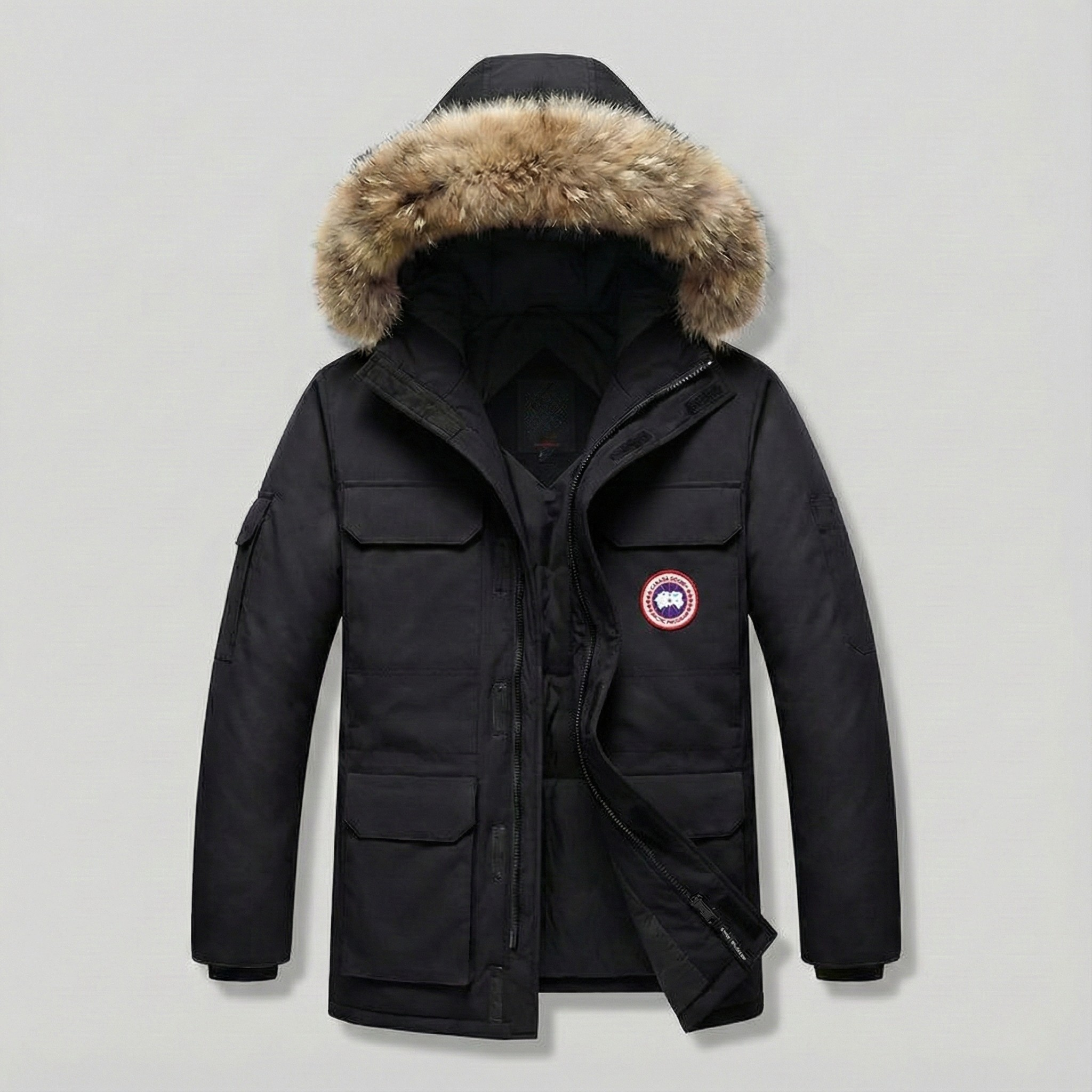 Men's Warm and Thick Parka Comfortable Winter Jacket with Fur Hood