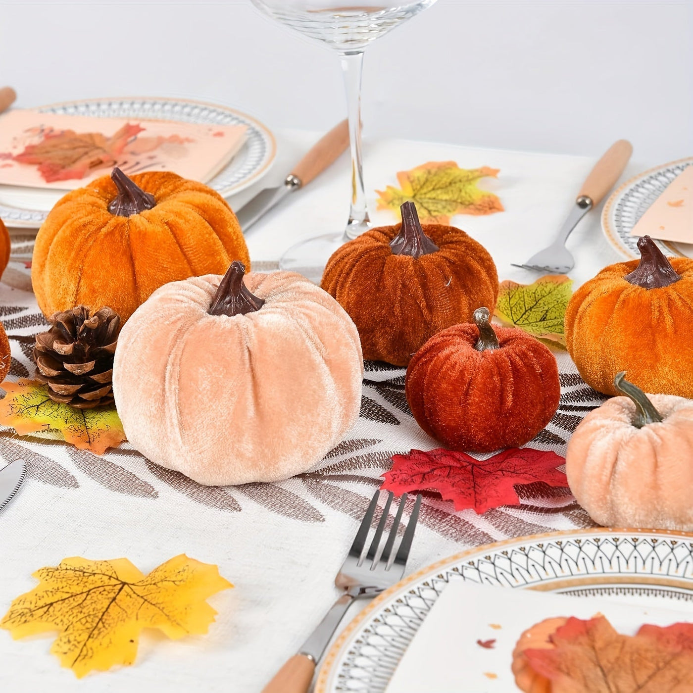 PumpkinPatch | 12 adet kadife yapay balkabağı - sonbahar süsü köpük & Cadılar Bayramı masa dekorasyonu