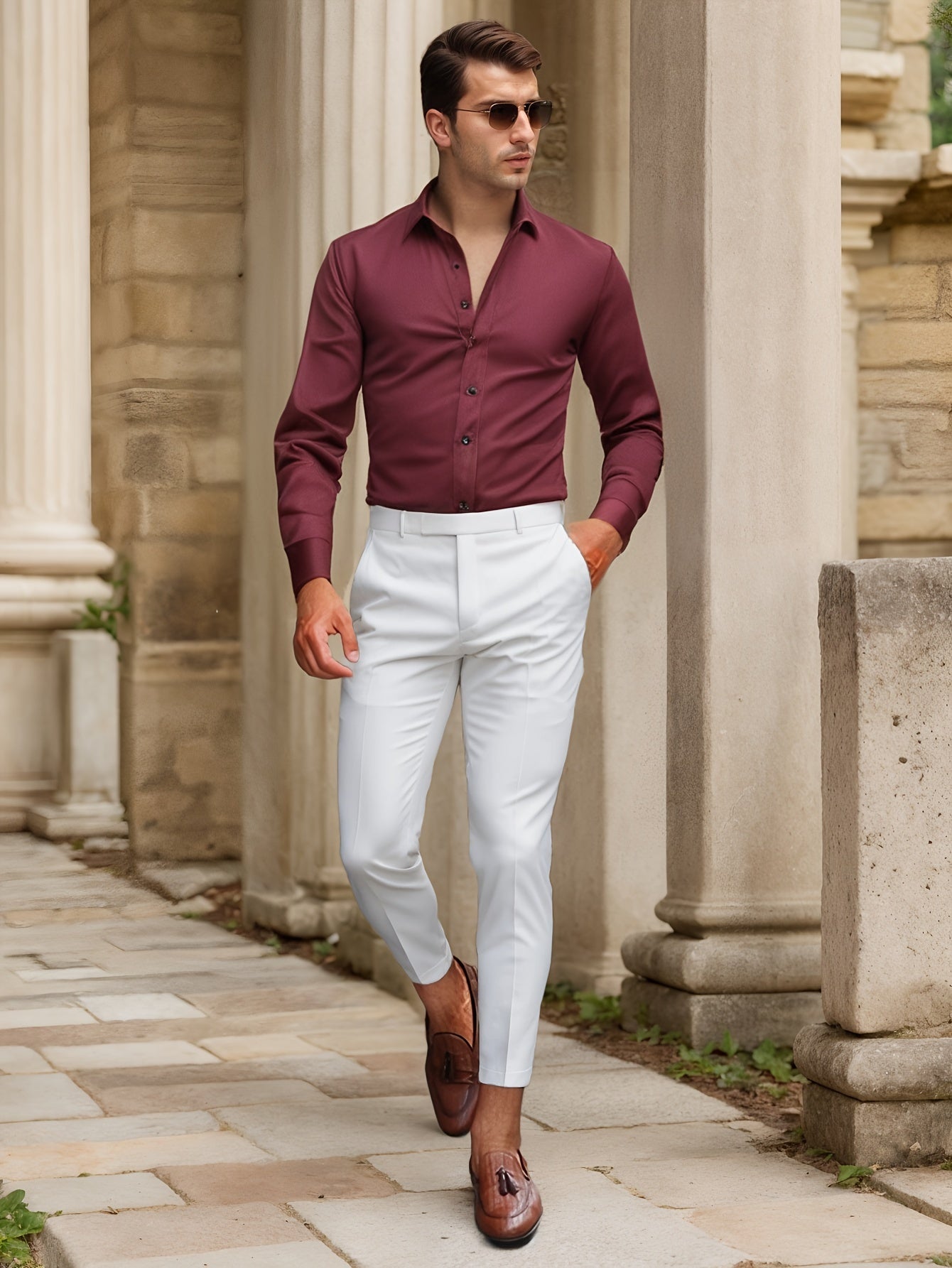 Finn | Camisa elástica de color liso SlimFit