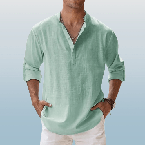 Corte relajado – Henley de lino para hombre