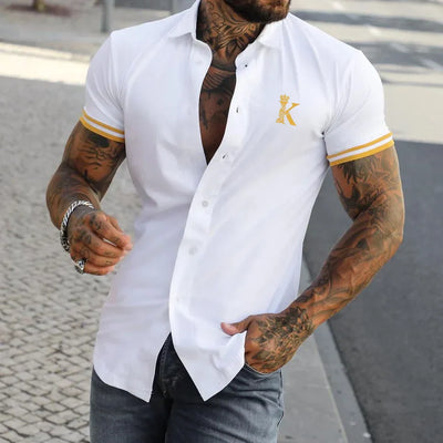 KINGZ - Camisa ajustada de manga corta en tejido elástico