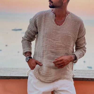 Allan - Camiseta sencilla de verano con cuello en V 