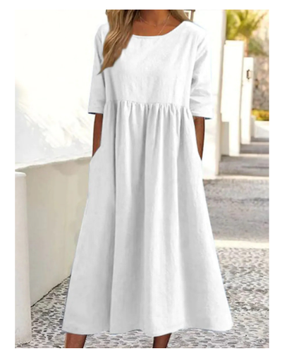 Elégante robe en coton et lin avec poches pratiques