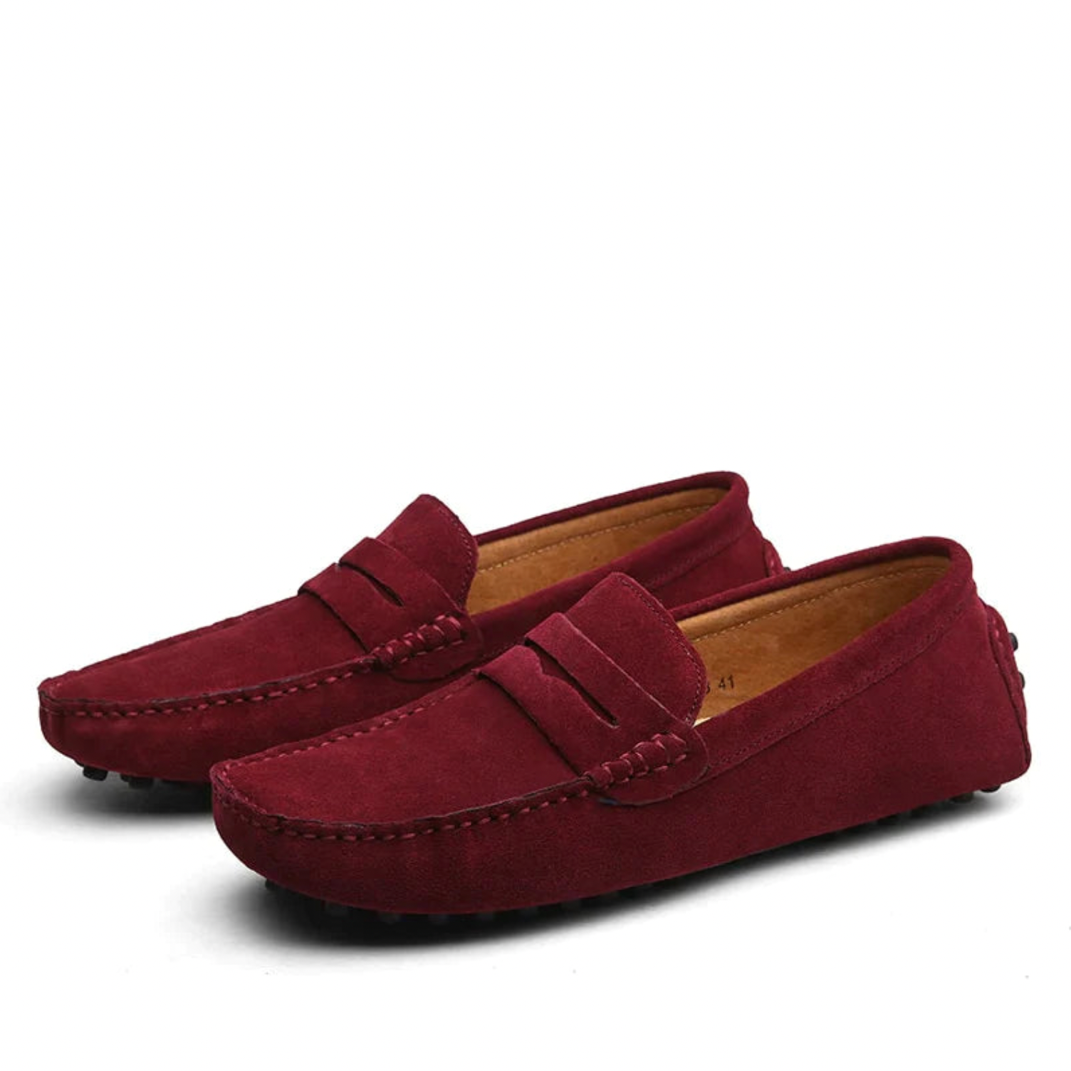 Mocassins en daim rouge pour homme, élégants et confortables, semelle antidérapante, style décontracté, parfaits pour toutes occasions.