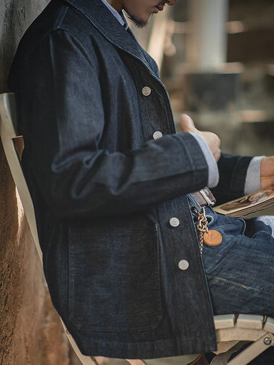 Veste en jean d'inspiration vintage délavée décontractée américaine pour hommes