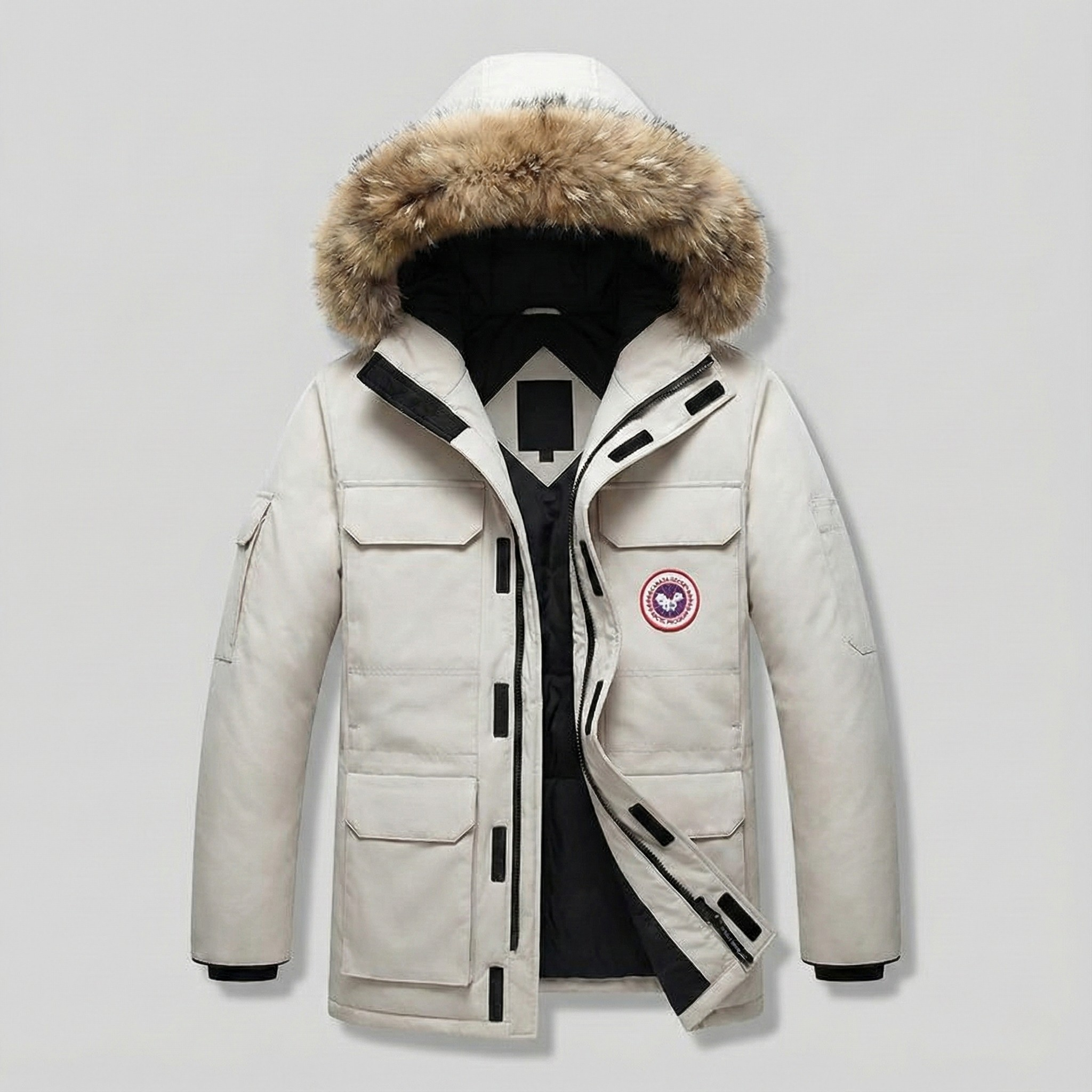 Men's Warm and Thick Parka Comfortable Winter Jacket with Fur Hood