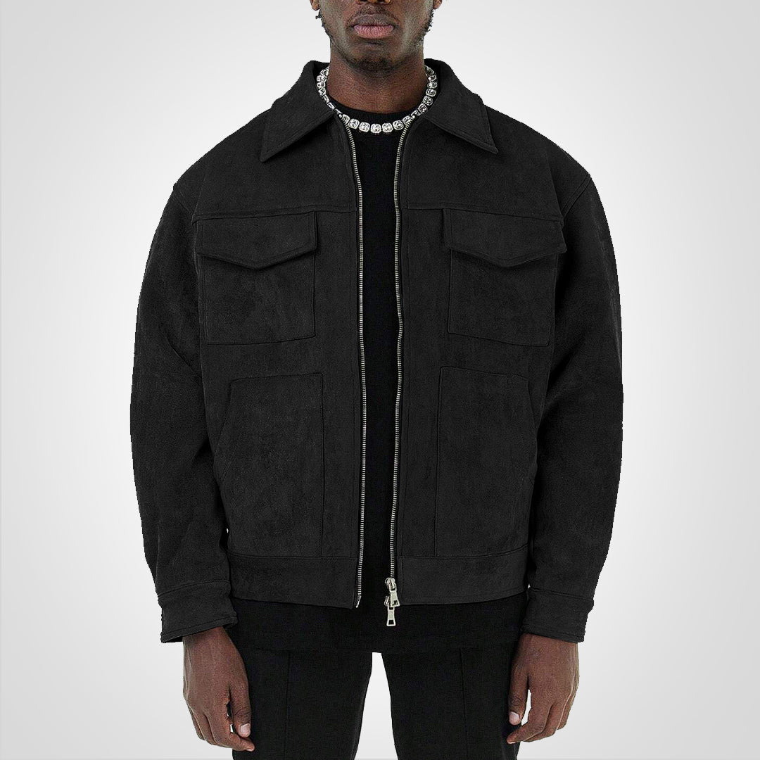RetroStreet | Chaqueta corta de ante con cremallera