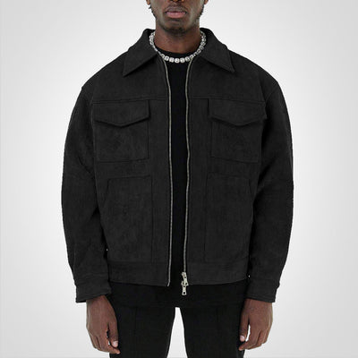 RetroStreet | Chaqueta corta de ante con cremallera