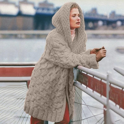 バイオレット | レディースロングカーディガン | フード付き