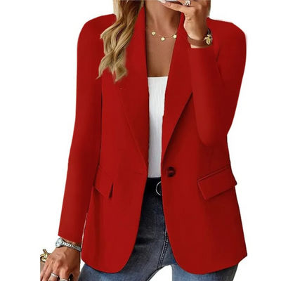 Blazer informal de manga larga con bolsillos ajustados y hebilla para mujer