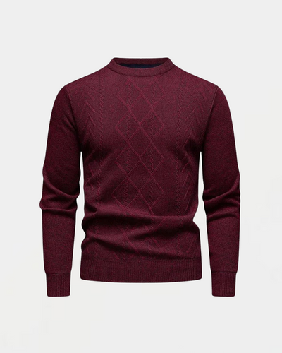 Bărbați - Pulover tricotat cu guler rotund și model diamant