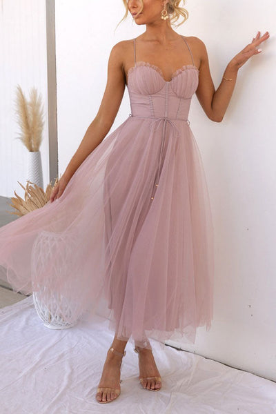 Abito moderno in chiffon senza spalline - Embla