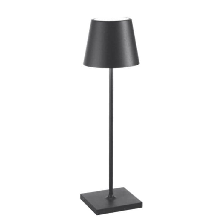 Lampe de table moderne noire, design minimaliste, abat-jour conique, base carrée, idéale pour salon ou bureau, éclairage intérieur élégant.