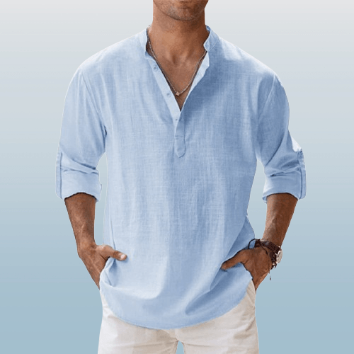 Corte relajado – Henley de lino para hombre