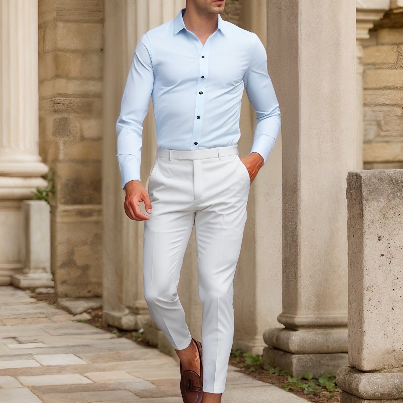 Finn | Camisa elástica de color liso SlimFit