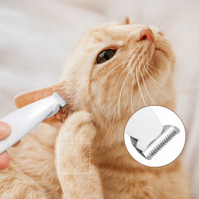 Tondeuse étanche pour chiens et chats avec lumière LED et lame large en acier inoxydable
