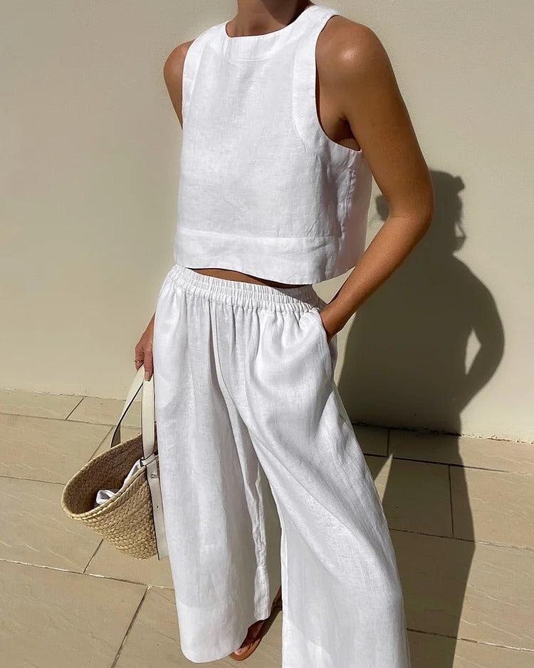 Heather - Conjunto sin mangas con pantalones para mujer