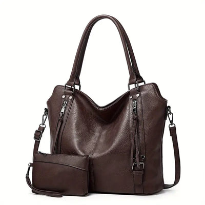 Sac rétro stylé à plusieurs compartiments en cuir souple