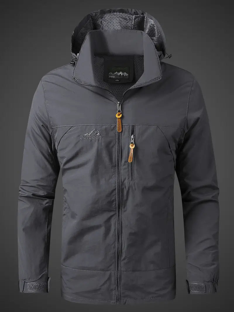 Veste de pluie imperméable pour hommes avec capuche et poches zippées pour l'extérieur