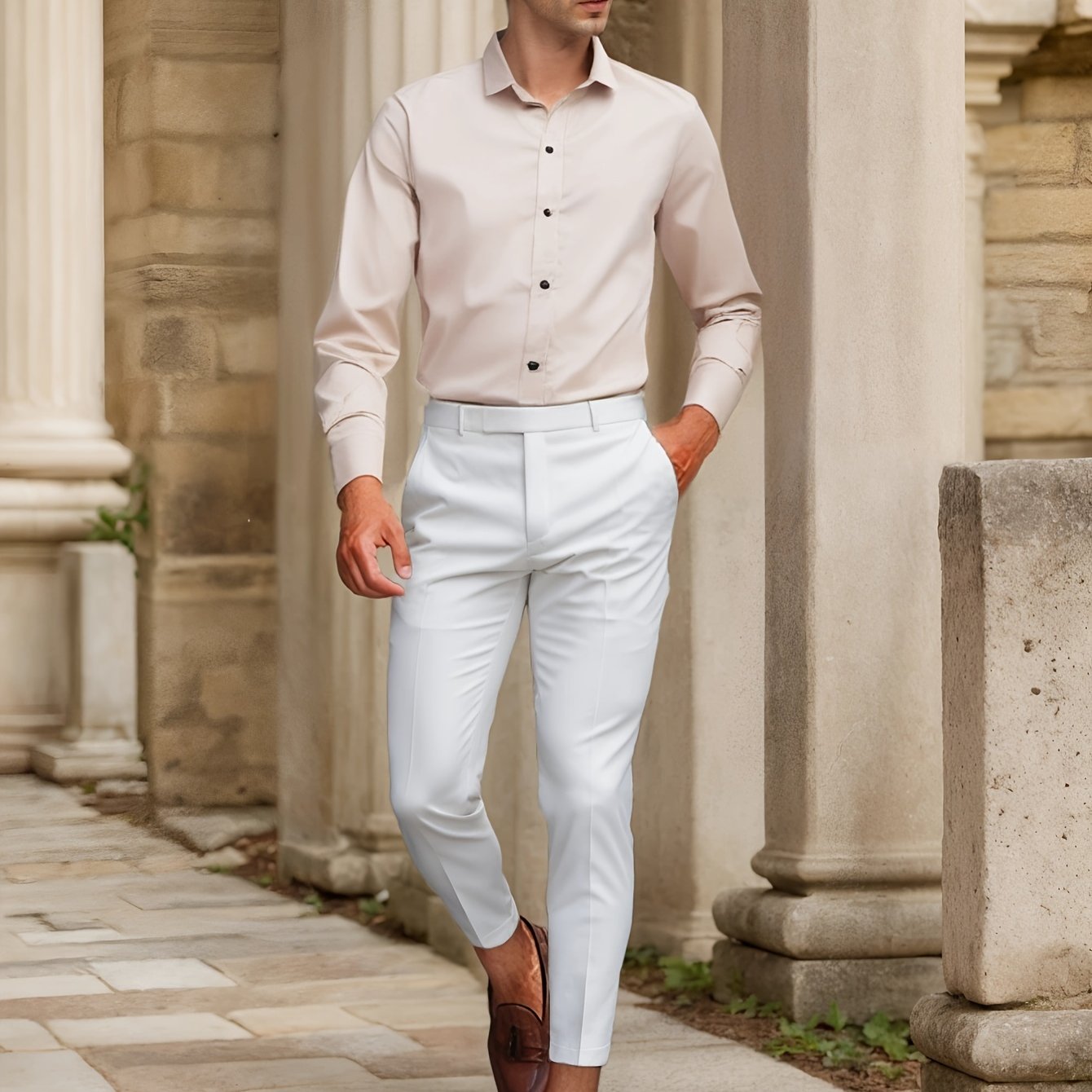Finn | Camisa elástica de color liso SlimFit