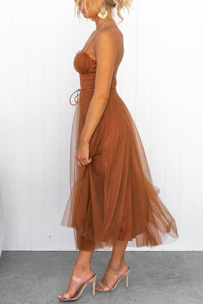 Abito moderno in chiffon senza spalline - Embla