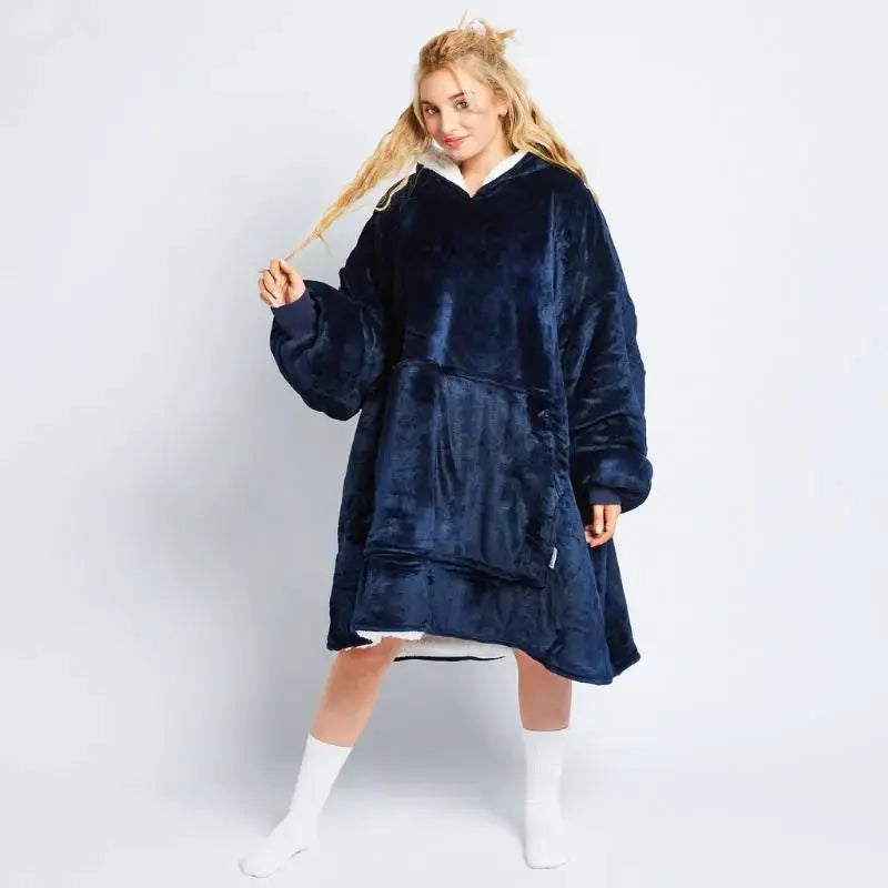 Oversized hettegenser i fleece - Fôret med myk sherpa