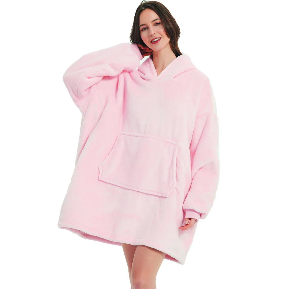 Oversized hettegenser i fleece - Fôret med myk sherpa